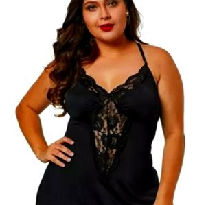 Black chemise with lace